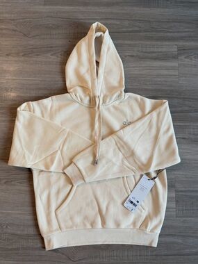 Small Oat Milk Hooded Pullover Sweatshirt